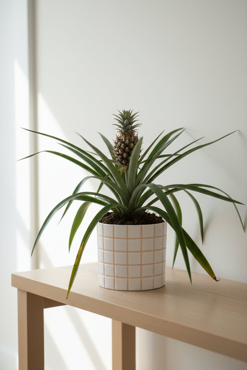 Ananas Rosita — Ornamental Pineapple — Ø12 x H35 cm — Ready to display — White ceramic - Verdeia - 4