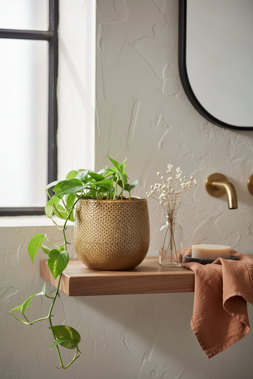 Maceta - macetero Gabriel de cerámica — Ocre dorado Ø14 cm - Verdeia - 4