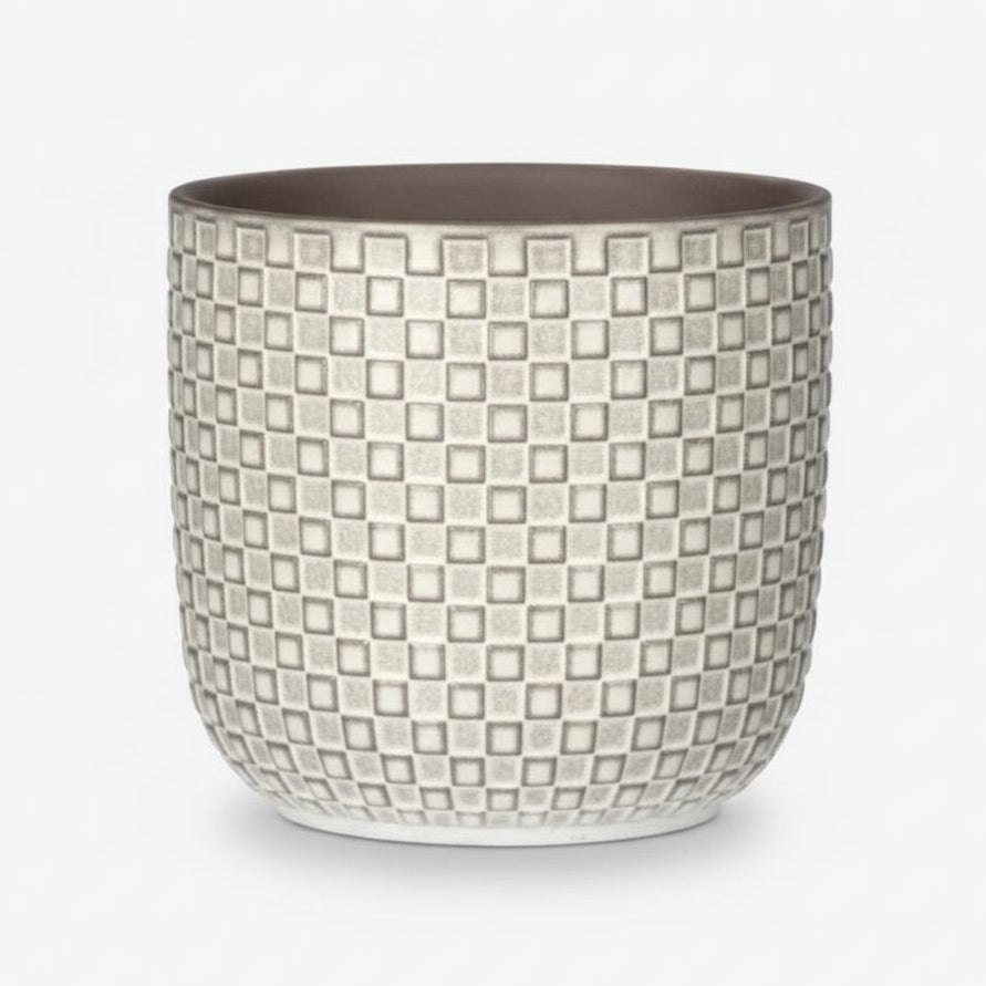 Maceta - relieve blanco cerámica - Verdeia - 1