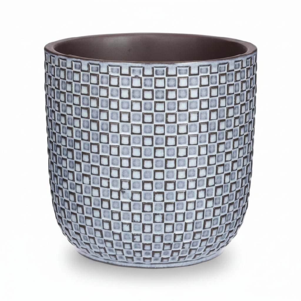 Maceta - relieve azul cerámica - Verdeia - 1