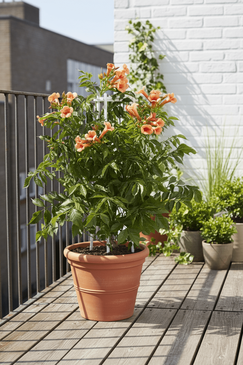 Campsis Indian Summer — Bignonia de flores naranjas — Ø15 cm — H65 cm - Verdeia - 3