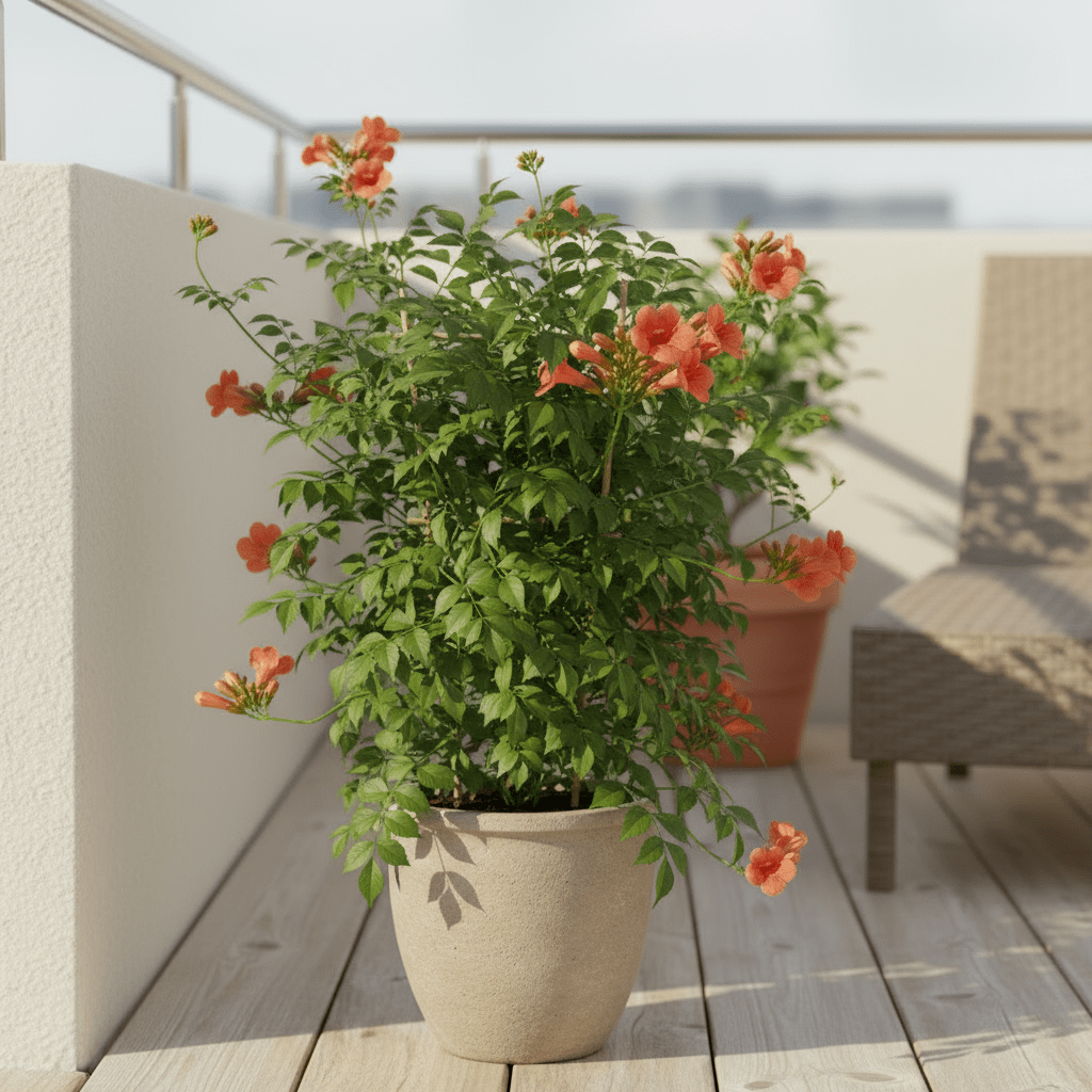 Campsis Summer Jazz Fire Trompeta – Trompeta de Virginia roja compacta – D19cm x H70cm - Verdeia - 3