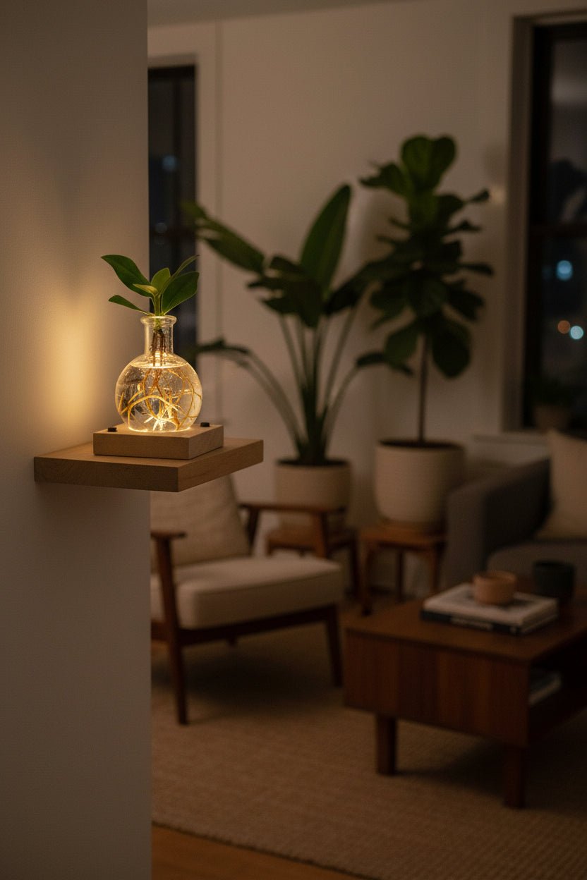 Clusia en frasco Samoa con LED — Planta hidropónica luminosa — Ø5 cm — H10 cm - Verdeia - 5