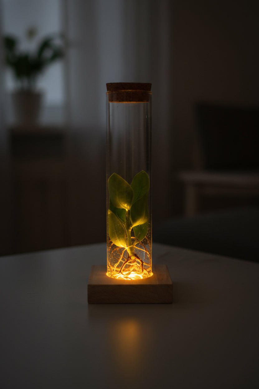 Clusia en tub de vidre amb LED — Ø5 cm — H10 cm - Verdeia - 2