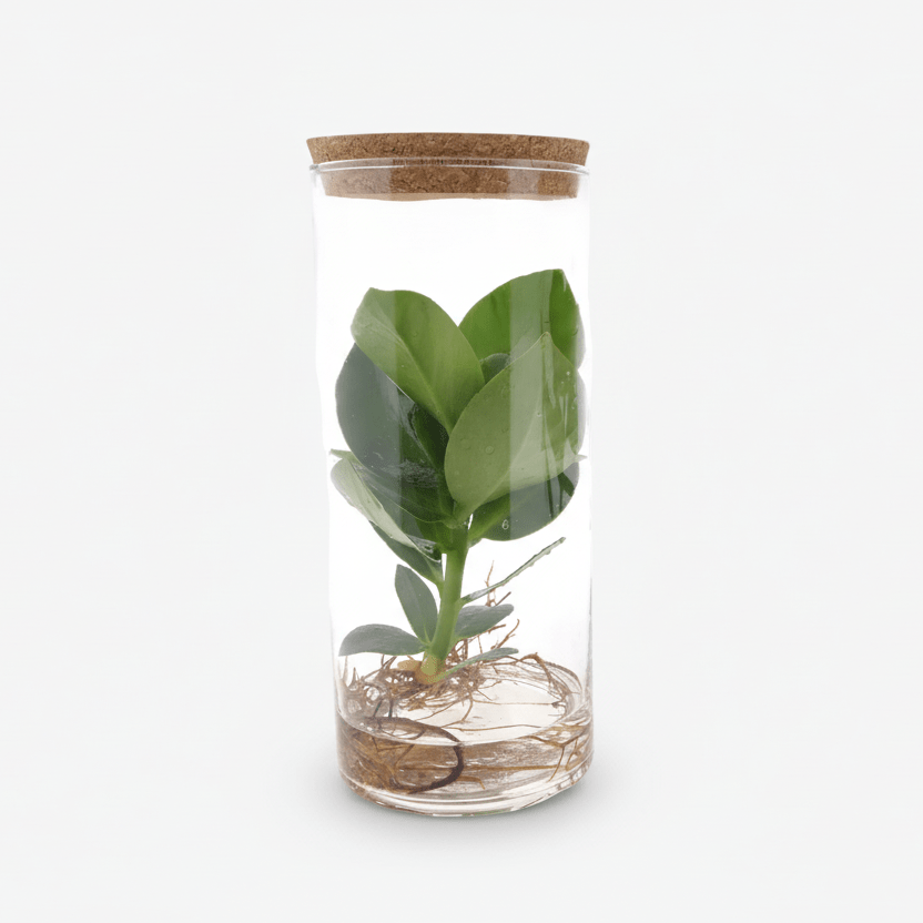 Clusia en tub de vidre — Planta hidropònica — Ø12 cm — A30 cm - Verdeia - 1