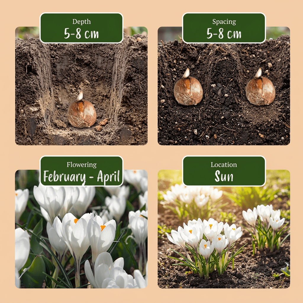 Crocus blanco de flores grandes (Crocus vernus) — Bulbos calibre 7/8 - Verdeia - 4