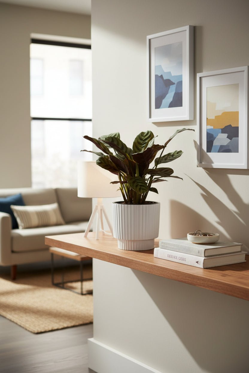 Ctenanthe burle - marxii — Ø12 x H25 cm — Listo para colocar — Cerámica blanca - Verdeia - 4