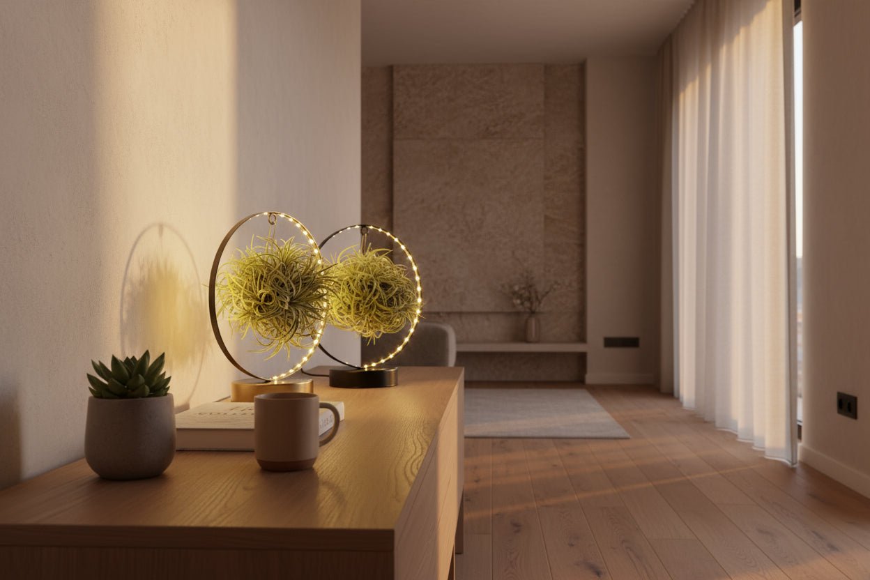 Conjunt de 2 Tillandsia sobre suport lluminós LED - Verdeia - 3