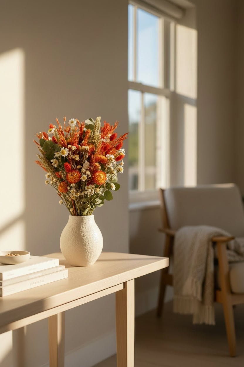 Grand bouquet champêtre séché Tons orangés - H60 cm - Verdeia - 3