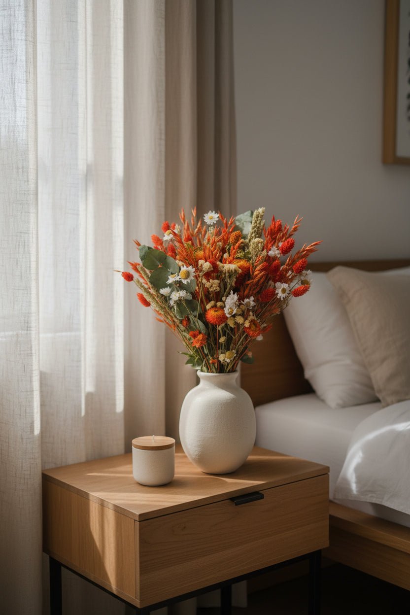 Grand bouquet champêtre séché Tons orangés - H60 cm - Verdeia - 4