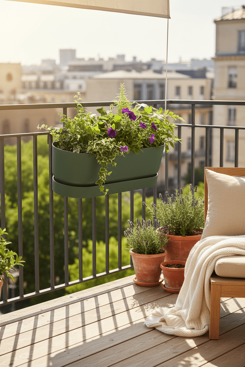 Elho Greenville Easy Balcony Planter — Green — Ø25 cm - Verdeia - 5