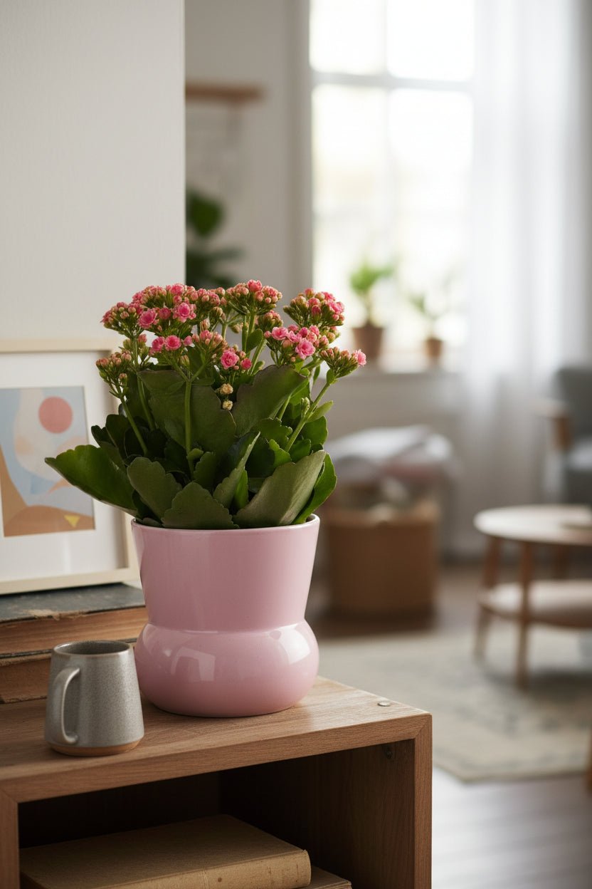 Kalanchoe rosa — Ø12 x H27 cm — Pronta a colocar — Cerâmica rosa - Verdeia - 3
