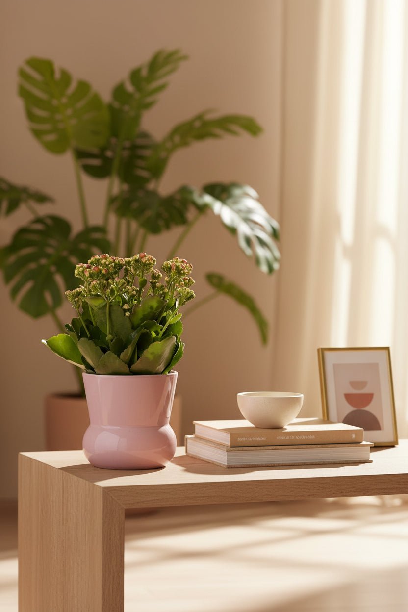Kalanchoe rosa — Ø12 x A27 cm — Pronta a colocar — Cerâmica rosa - Verdeia - 5