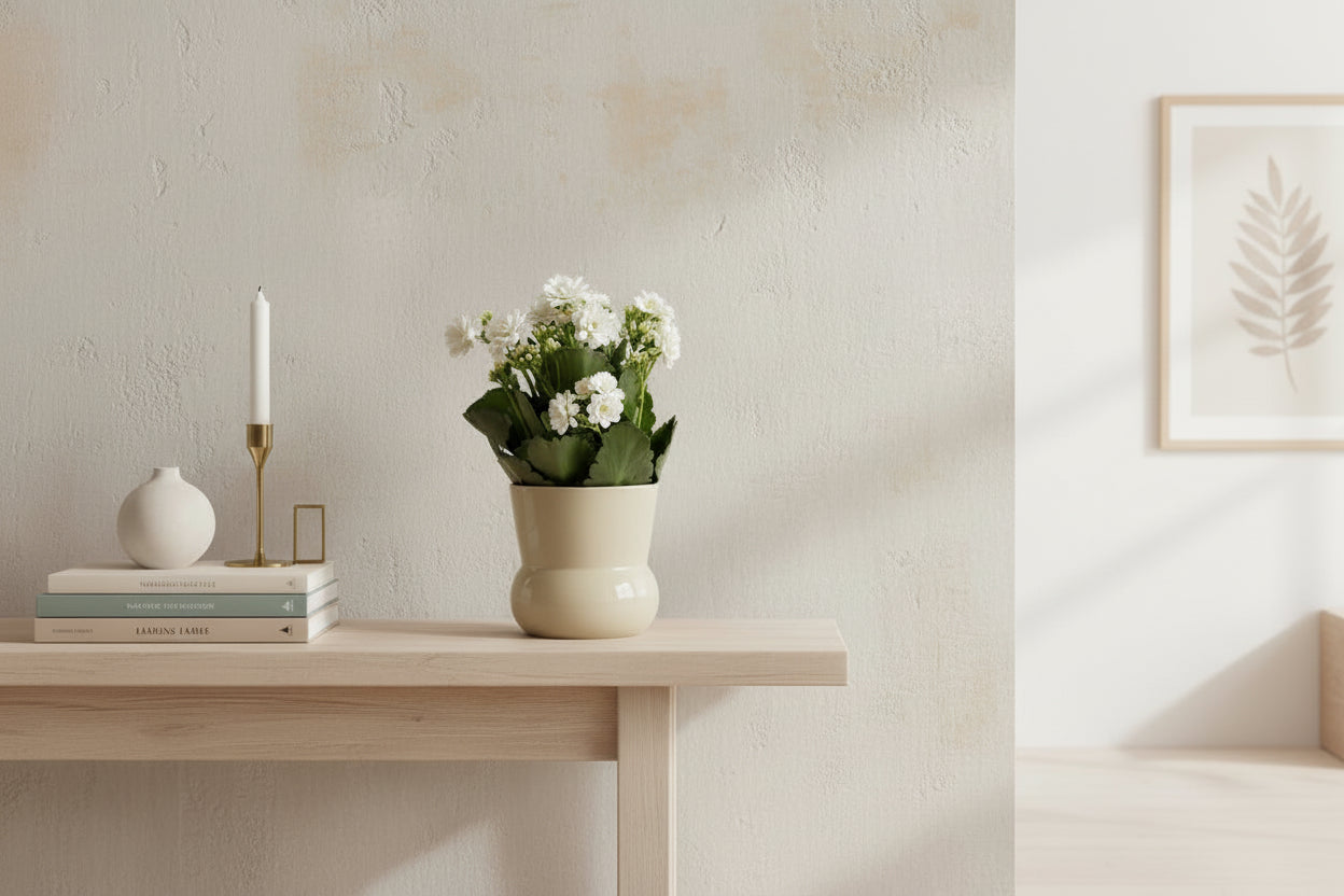 Kalanchoe blanco — Ø12 x A27 cm — Listo para colocar — Cerámica verde - Verdeia - 3