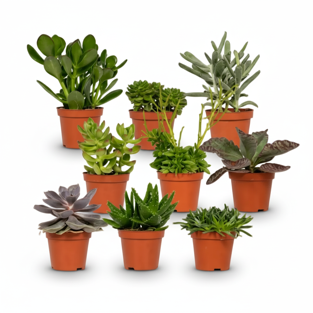 Mezcla de suculentas / Plantas crasas surtidas – Lote de 9 – D8,5 x A10 cm - Verdeia - 1