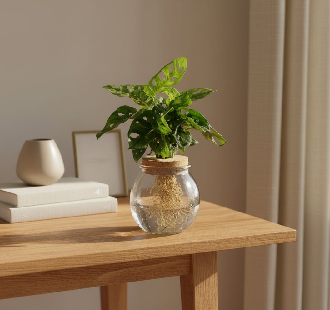 Monstera Adansonii w szklanym słoju z pokrywką – Ø12 cm – H25 cm – Verdeia – 4