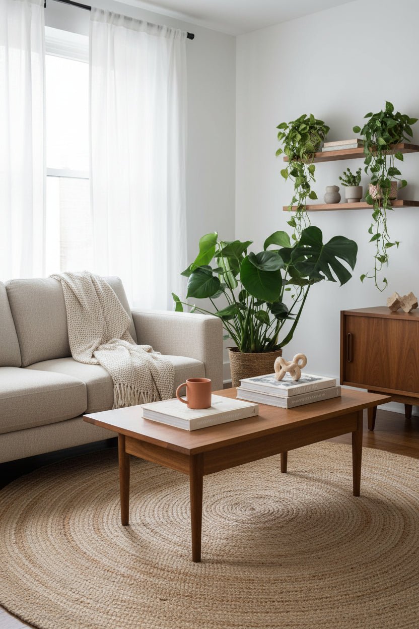 Monstera deliciosa — Ø21 x H60 cm — Prête à poser — Panier naturel - Verdeia - 5