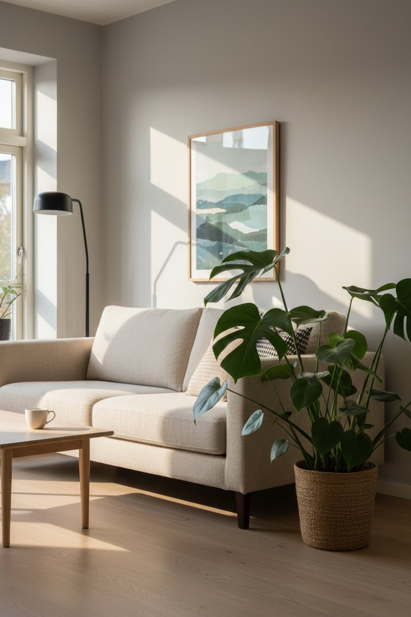 Monstera deliciosa — Ø21 x H60 cm — Prête à poser — Panier naturel - Verdeia - 4