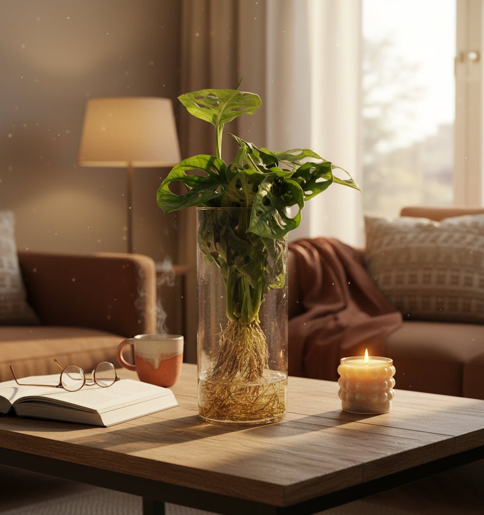 Monstera in glass cylinder vase – Ø12 cm – H25 cm - Verdeia - 5