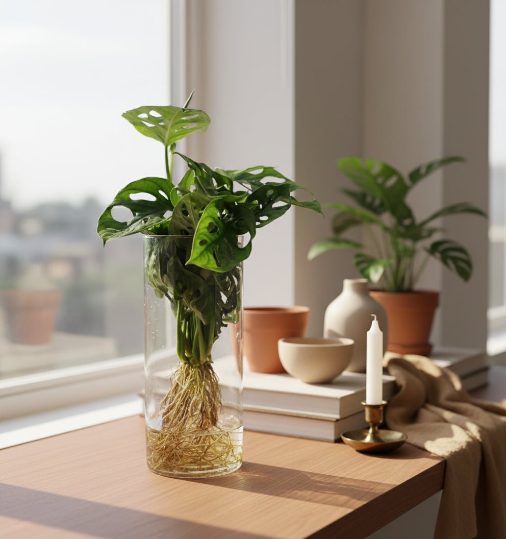 Monstera w szklanym wazonie cylindrycznym – Ø12 cm – H25 cm - Verdeia - 3