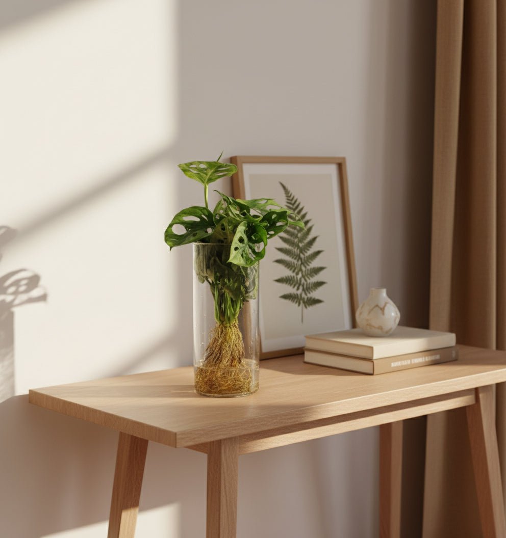 Monstera w szklanym cylindrycznym wazonie – Ø12 cm – H25 cm – Verdeia – 4
