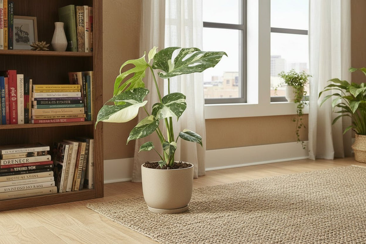 Monstera Thai Constellation — Filodendro variegado artificial — Ø15 cm — H50 cm - Verdeia - 3
