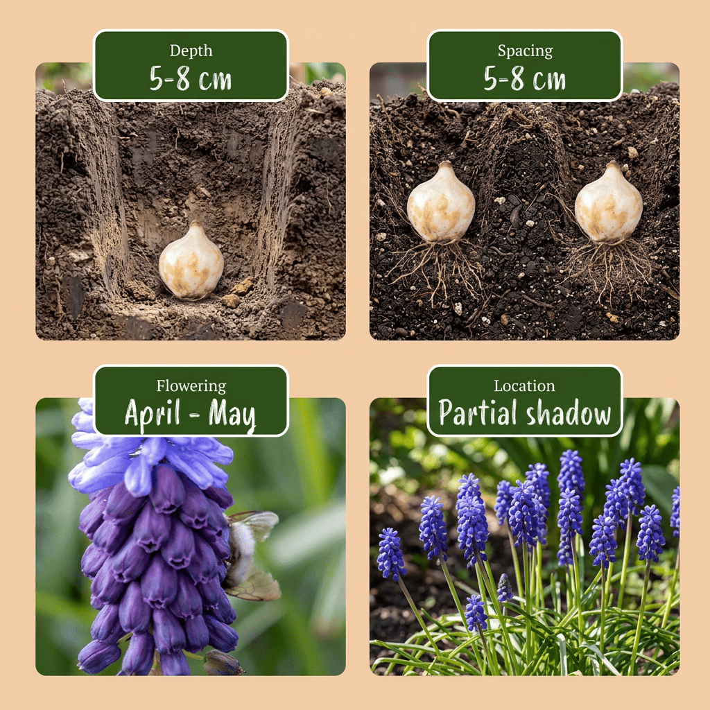 Muscari de hoja ancha (Muscari latifolium) — Bulbos calibre 5/6 - Verdeia - 10