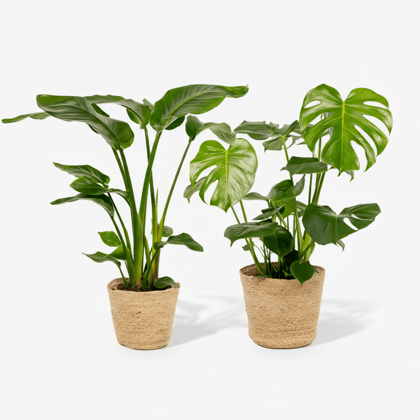 Balíček Strelitzia Nicolai + Monstera Deliciosa — 2 koše Selin - Verdeia - 1