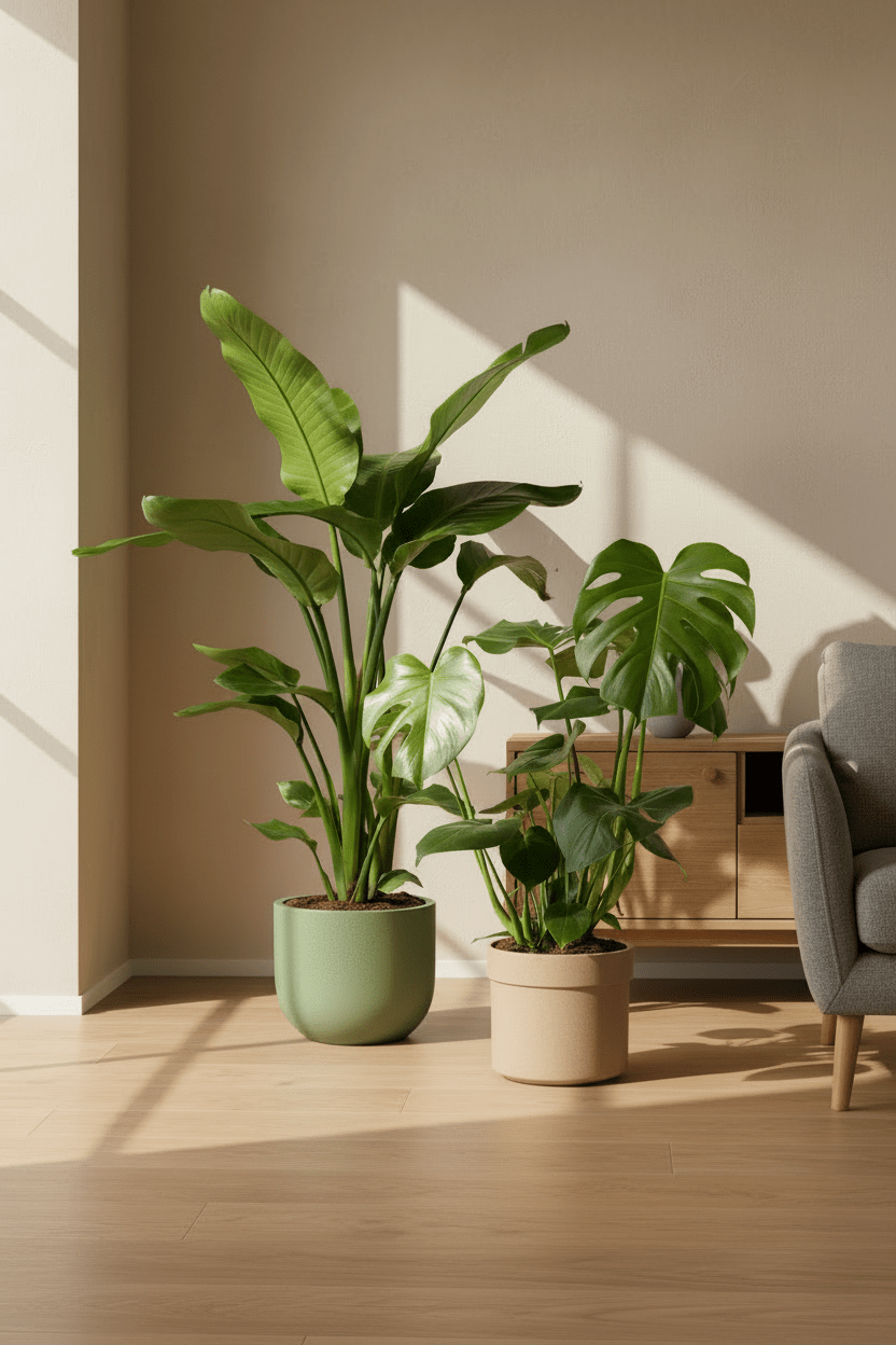 Pack Strelitzia Nicolai + Monstera Deliciosa — Uccello del paradiso + Falso filodendro — 2 piante - Verdeia - 3