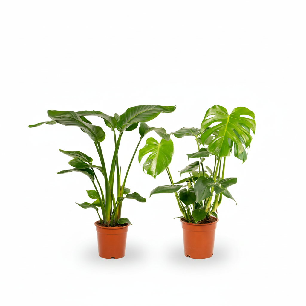 Set Strelitzia Nicolai + Monstera Deliciosa — Paradiesvogelblume + Falscher Philodendron — 2 Pflanzen - Verdeia - 1