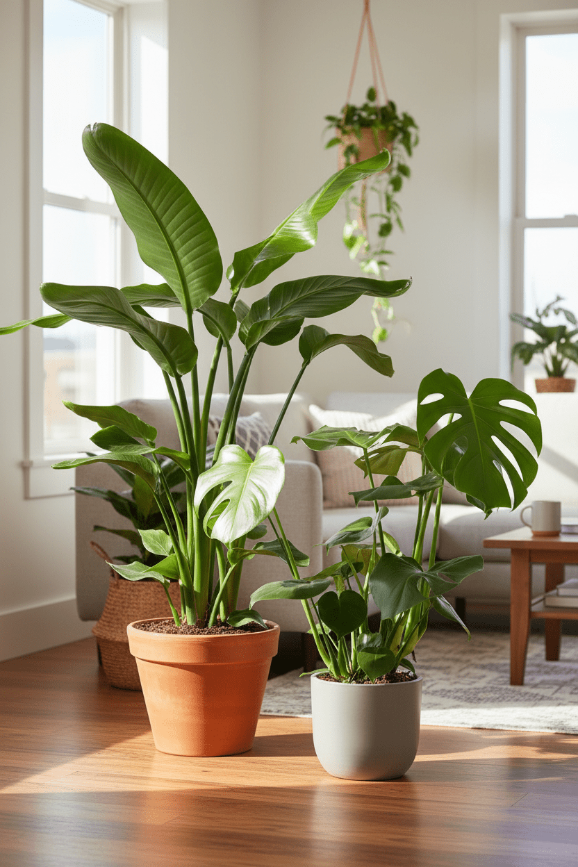 Set Strelitzia Nicolai + Monstera Deliciosa — Uccello del paradiso + Falso filodendro — 2 piante - Verdeia - 5