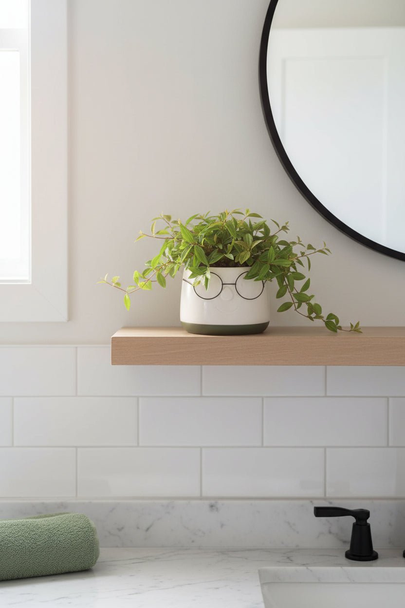 Peperomia angulata Rocca Verde (Peperomia) - H15 cm | Céramique visage lunettes Ø12 cm - Verdeia - 3