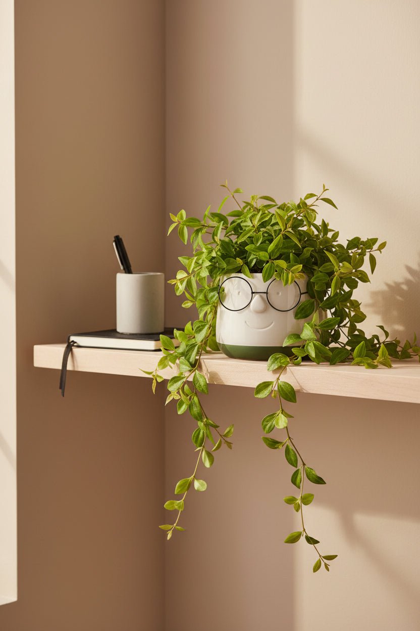 Peperomia angulata Rocca Verde (Peperomia) - H15 cm | Céramique visage lunettes Ø12 cm - Verdeia - 4