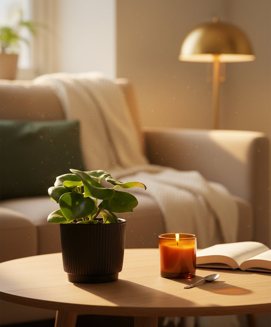 Peperomia Raindrop — Ø12 x H25 cm — Prête à poser — Céramique noire - Verdeia - 5