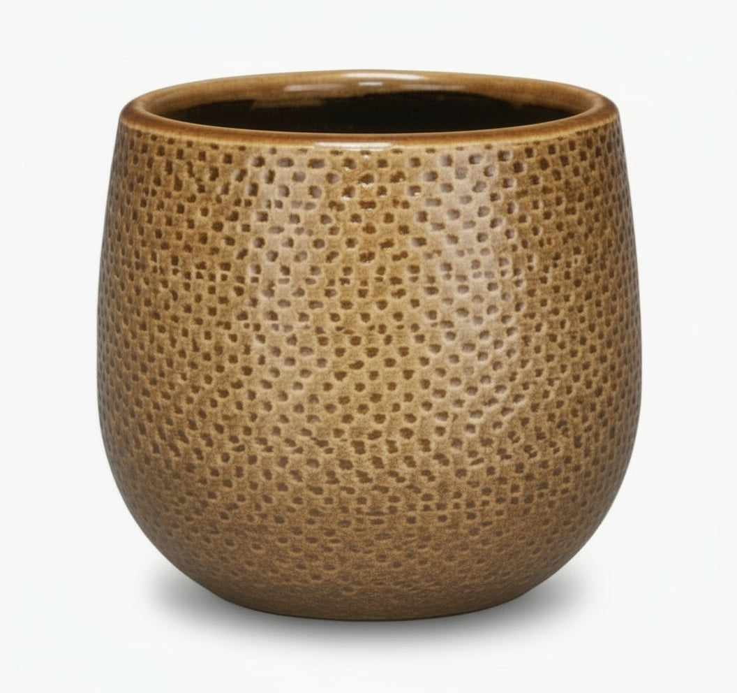 Pot en Céramique Gabriel Rond Ocre Ø14 cm - Verdeia