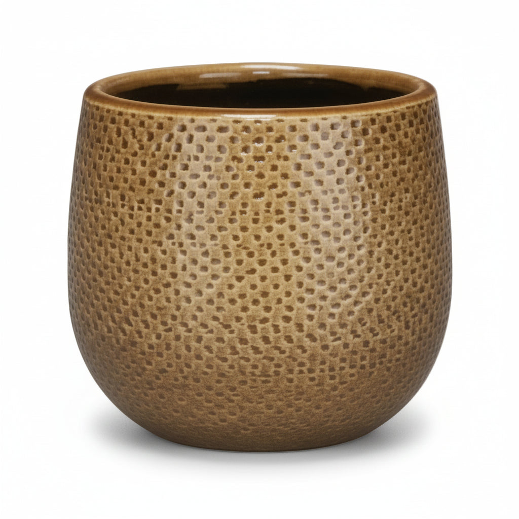 Cachepot Gabriel — Cerâmica ocre Ø14 cm - Verdeia - 1