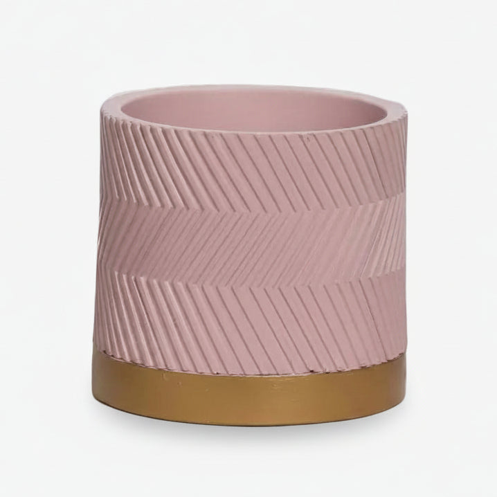 Groovy Rose Matte Cachepot with a golden base in front of a white background