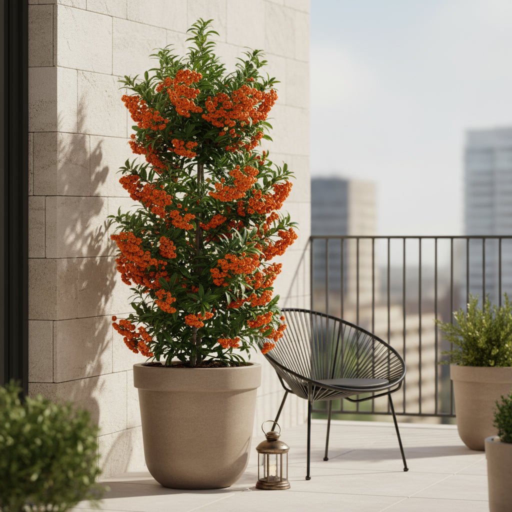 Pyracantha ‘Orange Glow’ – Orange firethorn bush – D15cm x H65cm - Verdeia - 4