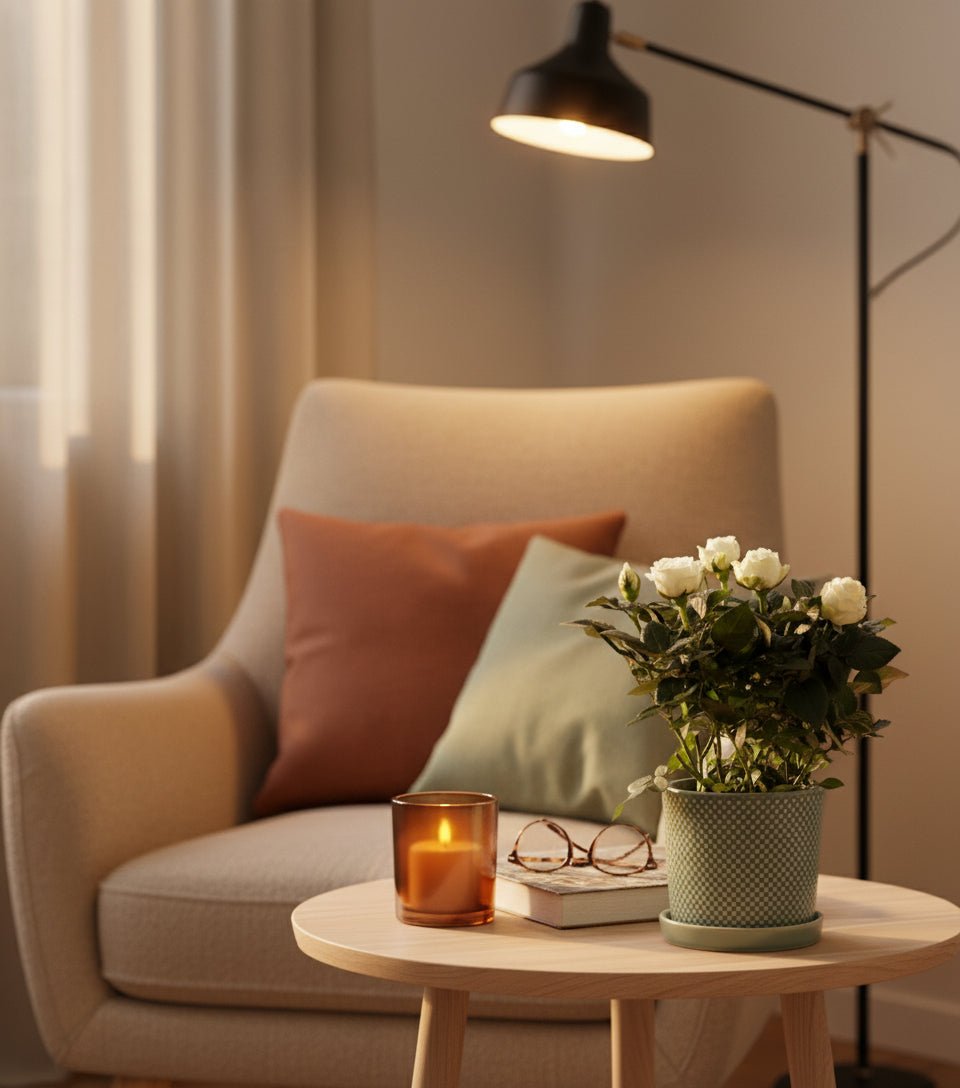 Rosal enano blanco — Ø12 x H30 cm — Listo para colocar — Cerámica verde - Verdeia - 5