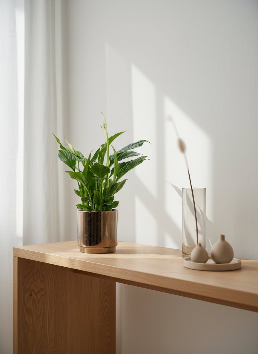 Spathiphyllum — Peace Lily — Ø12 x H35 cm — Ready to display — Bronze ceramic - Verdeia - 4