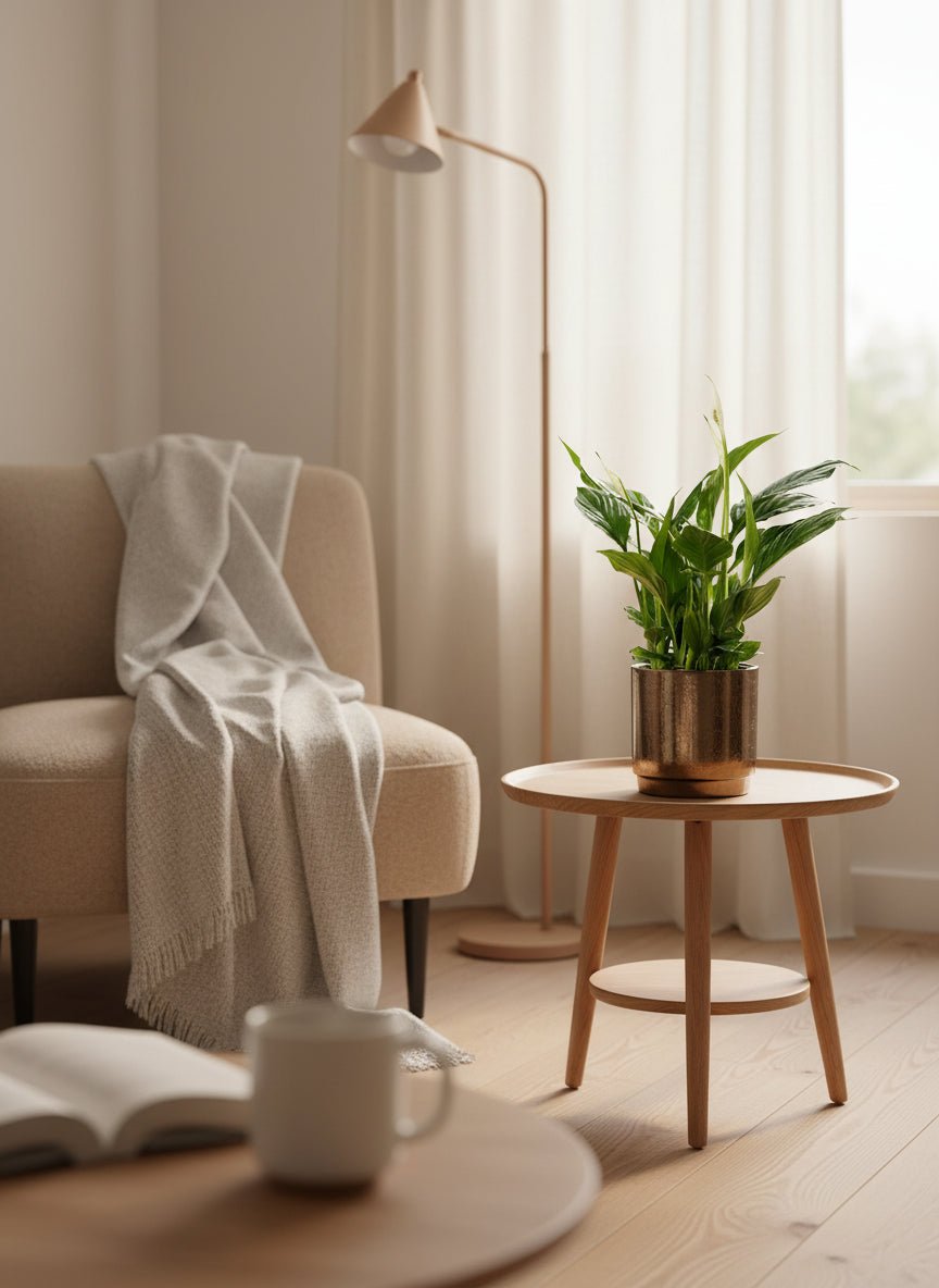 Spathiphyllum — Peace Lily — Ø12 x H35 cm — Ready to display — Bronze ceramic - Verdeia - 5