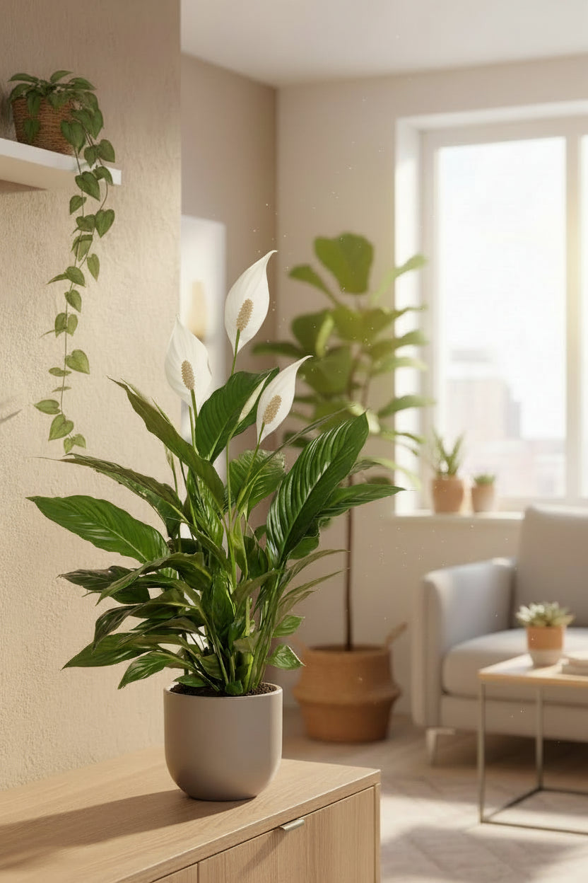 Spathiphyllum Vivaldi — Flor de lluna — Ø17 cm — A70 cm - Verdeia - 5