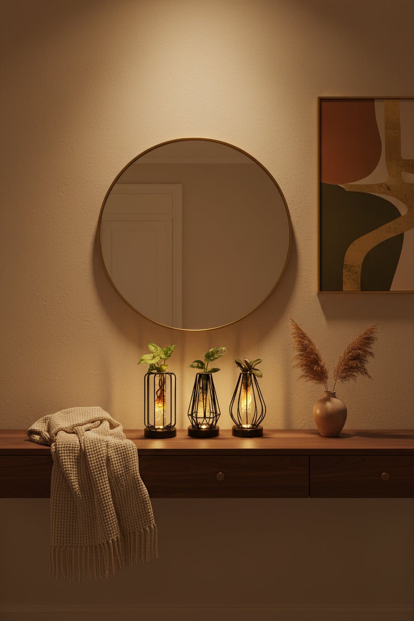 Trío de plantas hidropónicas — Jaulas de metal negro LED - H20 cm | Ø7 cm - Verdeia - 7