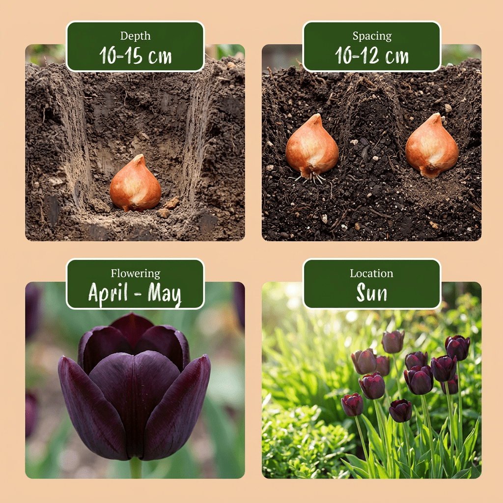 Tulipe Triomphe noire (Tulipe noire) — Bulbes calibre 11/12 - Verdeia - 6