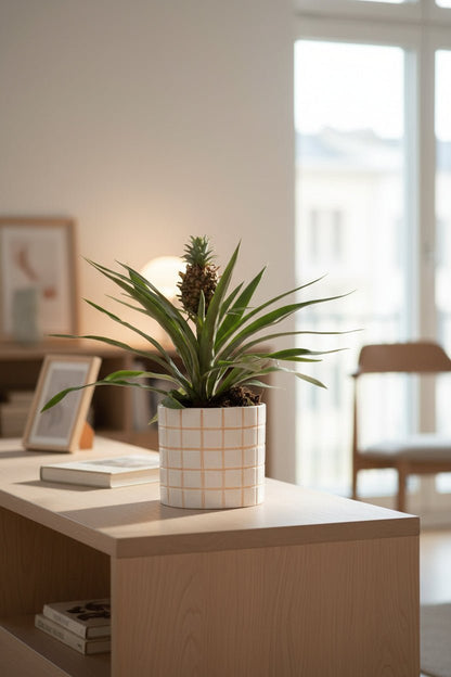 Rosita Pineapple — Ornamental Pineapple — Ø12 x H35 cm — Ready to Display — White Ceramic - Verdeia - 3