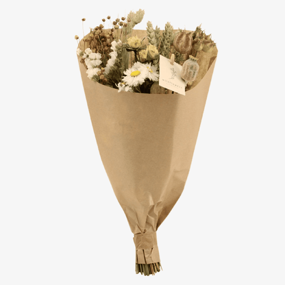 Ramo campestre assecat en paper kraft sobre fons blanc