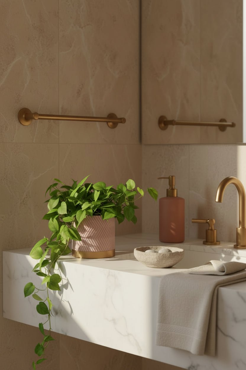 Cachepot Groovy Rose Matte — Gold Base Ø13 cm - Verdeia - 5