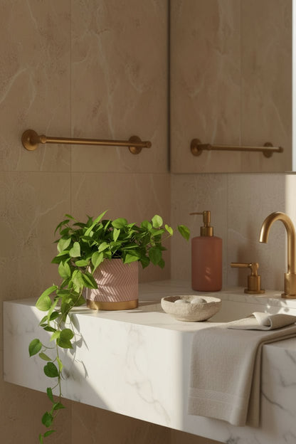 Cachepot Groovy Rose Matte — Gold Base Ø13 cm - Verdeia - 5