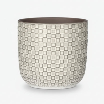 Maceta - relieve blanco cerámica - Verdeia - 1