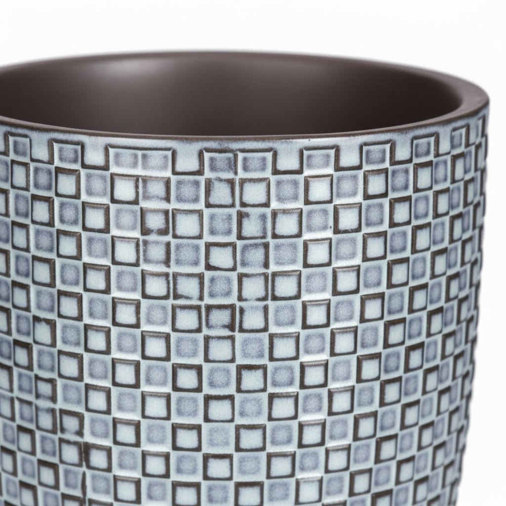 Pot - blauwe keramieken pot met reliëf - Verdeia - 3